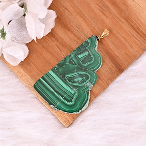 Pendentif en pierre unisexe tendance en malachite naturelle stalactite plaqué or/argent/or rose/ruthénium noir 34,4 g - Product Image 5