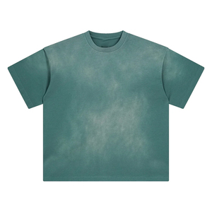 T-shirt unisexe vierge surdimensionné de haute qualité 100 % coton, style vintage vieilli, épais, et ensembles de shorts pour hommes - Product Image 2