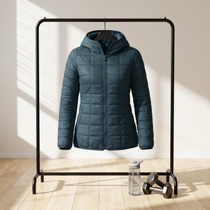 Veste matelassée à capuche pour femme, manteau épais à fermeture éclair, chaud pour l'hiver, manches longues, couleur unie - Product Image 2