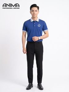 Camisa Polo Azul de Uniforme Universitario Premium de Lujo para Hombre, Algodón con Logotipo Bordado - Product Image 2