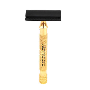 Maquinilla de Afeitar de Seguridad con Mango Hexagonal para Hombre, Maquinilla de Afeitar de Doble Filo para Barbería, Mango Dorado de Lujo con Cabezal Negro, Maquinillas de Afeitar de Seguridad para Barbería - Product Image 1