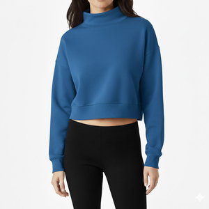 Sudadera Corta de Forro Polar Estampada de Algodón Suave con Cuello Alto para Mujer, Estilo Oversize, con Logo Personalizado 2026, para Invierno, Estilo Urbano - Product Image 5