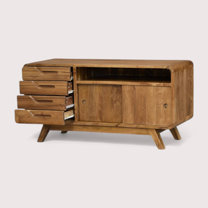 Aparador de Estilo Tradicional con Estructura de Madera de Teca para Almacenamiento Multifuncional y Decoración - Product Image 4