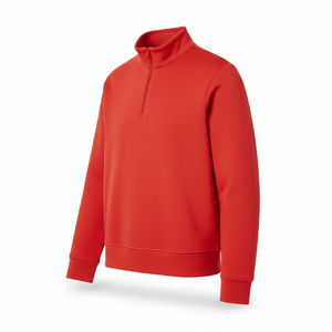 Meilleur pull molletonné demi-zip d'hiver en polyester/coton tricoté, teint uni, respirant et écologique - Product Image 2