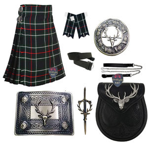 Collection de kilt Premium Stag 8 pièces comprenant un kilt traditionnel de 8 yards avec équipement en cuir gaufré motif cerf et hose. - Product Image 3