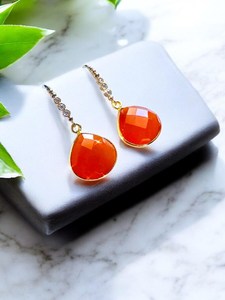 Carnelian Gemstone <b>Earrings</b> Orange Leaf Dangle 925 Sterling <b>Silver</b> 14K Gold Plated Boho Jewelry Gift For Women - Product Image 4