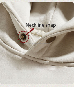 Sweat à capuche surdimensionné en molleton lourd gris 100% coton sans cordon avec boutons-pression et poche pour homme - Product Image 3