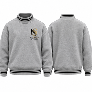 Sudadera Varsity Oversize de Cuello Alto de Forro Polar Antiarrugas para Mujer con Hombros Caídos, Amarillo Liso con Estampado Frontal, Colección Daily Club - Product Image 1