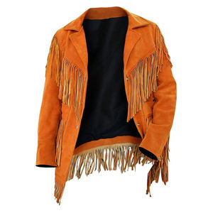 Veste en daim à franges automne-hiver 2026, veste en cuir de mouton véritable, veste en cuir à franges camel avec échantillon gratuit - Product Image 2