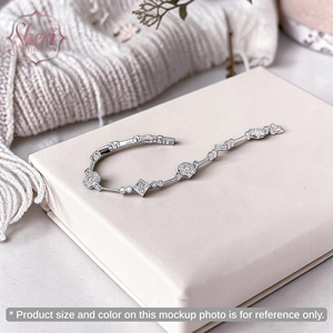 [Sheri Jewels] Pulsera de diamantes 100% naturales con corte princesa y brillo redondo, oro macizo de 18 quilates, color GH SI1-2 - Product Image 3