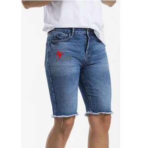 Shorts en jean baggy pour hommes, couleur unie, logo personnalisé, collection été 2026, vente en gros, style urbain, denim premium - Product Image 1