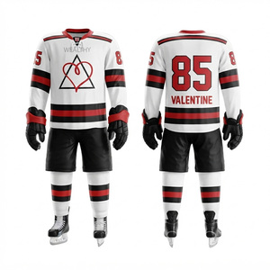 Ensemble d'uniformes de hockey sur glace personnalisés par sublimation, maillot et pantalon unisexe pour adulte, sans manches, extensible dans les quatre sens, anti-humidité, élastique, sport - Product Image 6