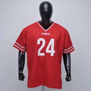 Camiseta de Fútbol Americano Roja de Primera Calidad para Hombre, Cuello en V, Número 24, Impresión Serigrafiada, Malla Transpirable, Manga Corta, Corte Regular - Product Image 1