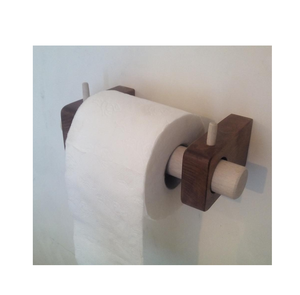 Porte-rouleau de papier toilette en bois moderne à suspendre au mur, porte-papier toilette en bois naturel - Product Image 3