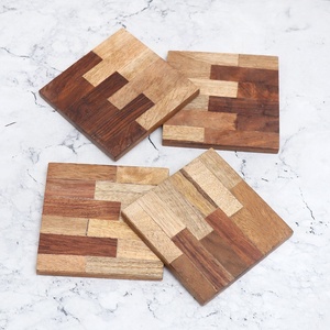 Handmade Eco-Friendly Shiny Surface Customizable Wooden <b>Walnut</b> Coasters 10 cm Luxury <b>Coffee</b> <b>Table</b> Presentation - Product Image 3