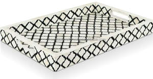 Plateau de service en incrustation d'os artisanal Plateau en bois décoratif élégant avec parfait pour servir des collations, des boissons et la décoration intérieure - Product Image 3