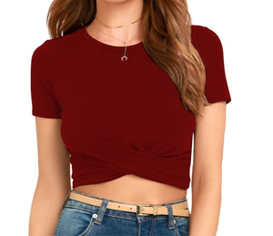 Attractive Design Women Crop Top T Shirts Factory Direct Supplier Casual Wear Ladies Crop Top Shirt With All Size Available - Product Image 3