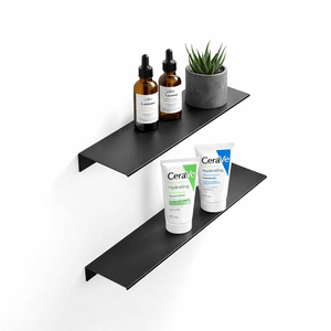 Étagère murale noire pour salle de bain, support de rangement en acier inoxydable pour douche et cuisine, design moderne antirouille - Product Image 1