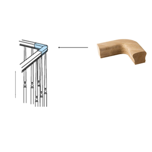 ข้อต่อราวบันไดไม้โอ๊คแดงแบบแข็ง 90 องศา สำหรับบันได - Product Image 5