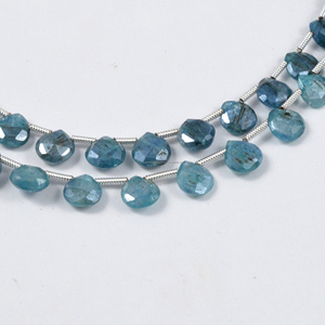 Cuentas en forma de corazón facetadas de cianita real con estilo, hebra de piedras preciosas naturales azules para joyería hermosa, alguien especial - Product Image 5