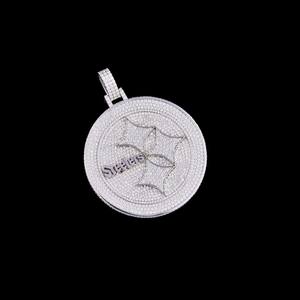 Pendentif personnalisé en moissanite plaqué or 18 carats, médaille ronde en argent 925, breloque hip-hop VVS pour hommes rappeurs - Product Image 3