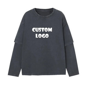 Custom Men <b>Two</b> Color Sleeve T <b>Shirt</b> Cotton Oversized Tee <b>Double</b> Sleeve Streetwear Casual Fashion Short Sleeve - Product Image 6