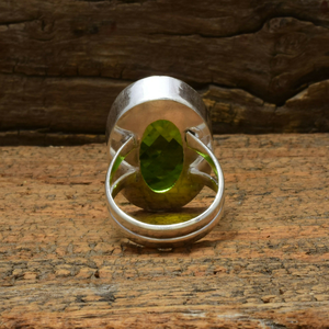 <b>Peridot</b> Gemstone 925 Sterling Silver <b>Ring</b> Bezel Setting Handmade Natural <b>Peridot</b> Stone <b>Ring</b> For Her - Product Image 3
