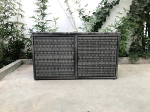 ชุดเฟอร์นิเจอร์กลางแจ้งทันสมัย AC00031 สำหรับสวน ทนทานทุกสภาพอากาศ โครงอะลูมิเนียมหวายสีเทา พร้อมกล่องเก็บของตกแต่ง สำหรับลานบ้านและวิลล่า - Product Image 2