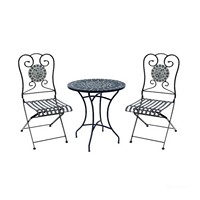 Ensemble de table de bistrot en mosaïque en acier inoxydable durable de haute qualité, table à manger minimaliste en céramique pour patio, mobilier de jardin, cour