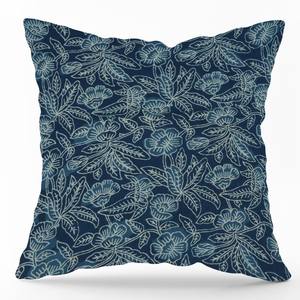 Funda de cojín decorativa de algodón con estampado floral índigo hecho a mano, proveedor de la India - Product Image 1