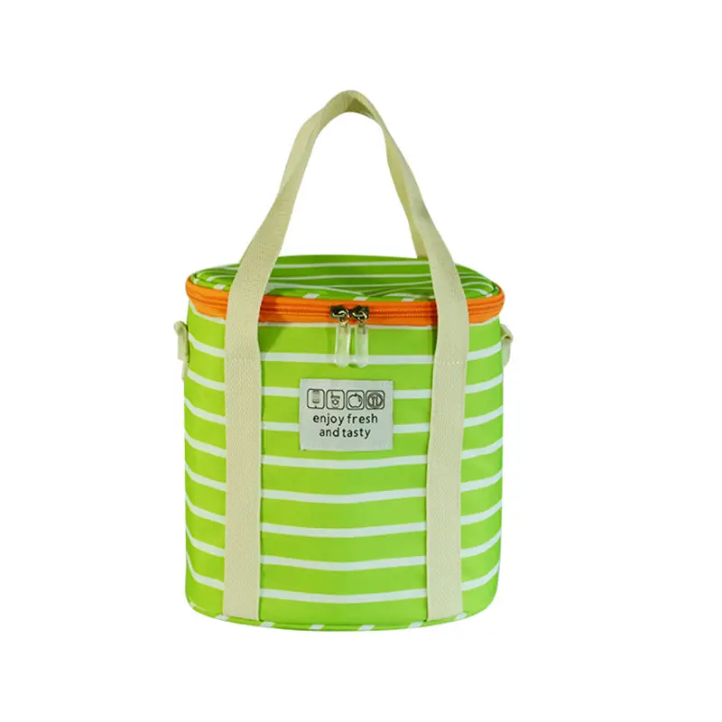 Custom Logo Multi-Size Cylinder Cartoon Portable Lunch Bag Insulation Beach Picnic Cooler Bag With Aluminum Foil