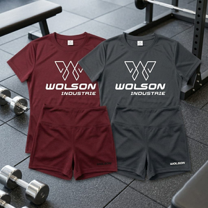 Conjunto Deportivo para Hombre Wolson Industry, Camiseta y Pantalones Cortos, Ligero, Elástico, con Soporte para la Espalda, para Deportes de Verano, 100% Poliéster - Product Image 3