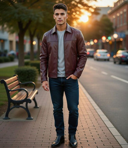 Veste en cuir de qualité supérieure, design personnalisé, dernière collection Comfortex International, style streetwear, col carré, pour homme - Product Image 1