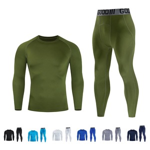 Custom <b>Tights</b> Men Fitness Set Quick Dry Compression Gym Fitness Sets Mens Compression Sport Leggings and Long Sleeve - Product Image 6