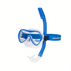 Set Maschera da Snorkeling Aqua Sport Junior Blu in Silicone Senza Lattice Regolabile per Bambini Attrezzatura da Nuoto - Product Image 2