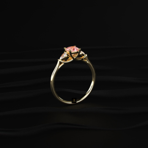 Anillo de Diamante Rosa con Corte de Diamante y Perla Lateral, Anillo de Diamante Cultivado en Laboratorio, Oro, Plata, Amarillo, Blanco, Oro Rosa, Certificado IGI, Tres Piedras - Product Image 4