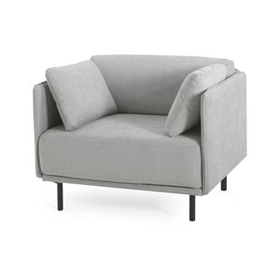 Chaise longue vintage grigia da 39 pollici in poliestere, comoda poltrona decorativa con struttura in legno massello e gambe in acciaio per soggiorno - Product Image 3