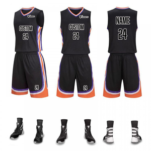 Chenyo Maßgeschneidertes Basketball-Trikot-Set für Herren Ärmellos V-Ausschnitt Sublimationsdruck Feuchtigkeitsableitend Polyester Schwarz Orange Lila Gestreift - Product Image 1