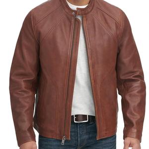 Men's Genuine <b>Leather</b> Motorcycle <b>Jacket</b> Windproof Breathable Eco-Friendly <b>Winter</b> - Product Image 3
