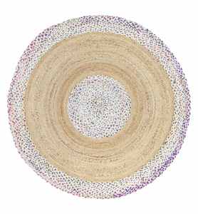 Handwoven <b>Round</b> Jute Rug Natural Braided Cotton Border Boho Rustic Floor <b>Carpet</b> Living Room Bedroom Home Decor Mat OEM - Product Image 3