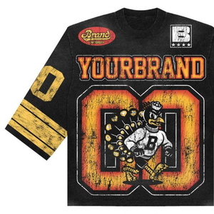 ชุดวอร์มลายกราฟิกสีดำทอง |   เสื้อฮู้ดดี้โอเวอร์ไซส์และกางเกงจ็อกเกอร์ |   ชุดเสื้อผ้าสตรีทแวร์ลายเปลวไฟ Mascot แบบเข้าชุด รับผลิตแบบ OEM แบรนด์ส่วนตัว - Product Image 3