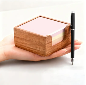 Bloc de notas de madera con soporte para notas adhesivas, diseño clásico para el hogar, organizador de escritorio multiusos con precio al por mayor. - Product Image 2
