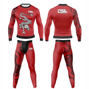 Ensemble de rashguard MMA respirant à impression numérique par transfert thermique pour homme, design sublimation, manches longues, vêtements de compression - Product Image 1