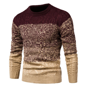 Suéter de Lana Gruesa a Rayas Personalizado Directo de Fábrica, Suéter de Punto con Cuello Redondo para Hombre y Mujer, Invierno, OEM, ODM, Venta al Por Mayor - Product Image 4