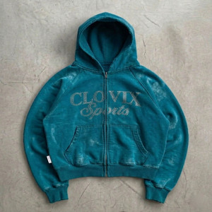 Sudadera con capucha deportiva informal Clovix para hombre, de mezcla de algodón suave, para invierno, con cremallera, oferta al por mayor, con pedrería - Product Image 1