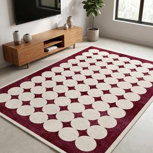 Alfombra de Lana Floral Clásica de Lujo en Borgoña y Marfil, Tejida a Mano, Suave, para Sala de Estar o Dormitorio - Product Image 1