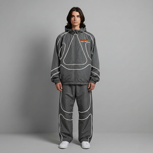 Conjunto de 2 Piezas para Hombre, Estilo Casual Diario, Estampado, Color Sólido, Ribete, Logotipo Personalizado, Resistente al Viento, 100% Algodón, Hip Hop, Novedad 2026 - Product Image 1