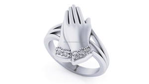 Bague de fiançailles personnalisée avec motif de main en prière chrétienne, or massif 10 carats, diamant de laboratoire cultivé, pavé, idées de cadeaux pour femmes et hommes - Product Image 4