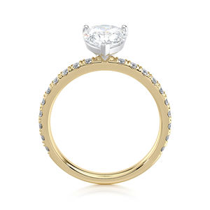 Anillo de Compromiso con Diamante Cultivado en Laboratorio, Corte Pera, 1.50 CTW, Banda Pavé, Oro Sólido de 14K, Bañado en Rodio, Certificado IGI, Joyería Nupcial de Lujo - Product Image 4