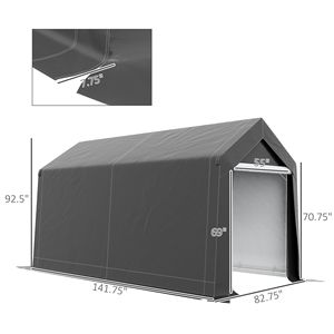 Tenda da Esterno Zincata 7FT X 12FT, Resistente e Impermeabile, Capanno Portatile per Bici, Moto e Attrezzi, Colore Grigio - Product Image 3